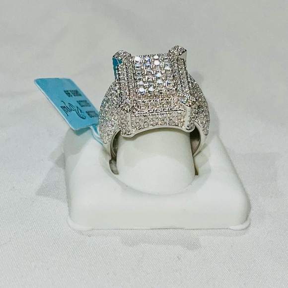 VS D Clarity GRA Certified Men Iced out Ring 14k Gold Vermeil Moissanite Diamond - Picture 6 of 8